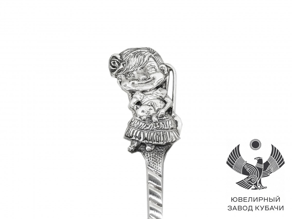 Серебряные из серебра детские ложки для девочек в наборе кубачи