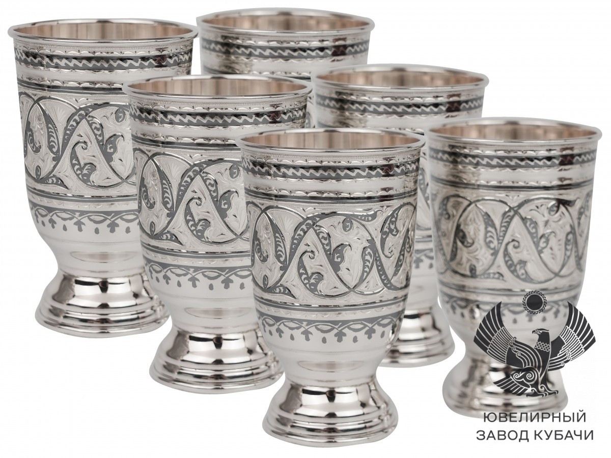 Набор из серебра из 6 стаканов «Вектор» на 235 мл цена