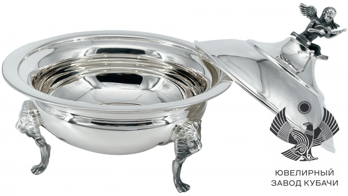 Икорница из серебра большая «Каскад» 875 пробы заказать