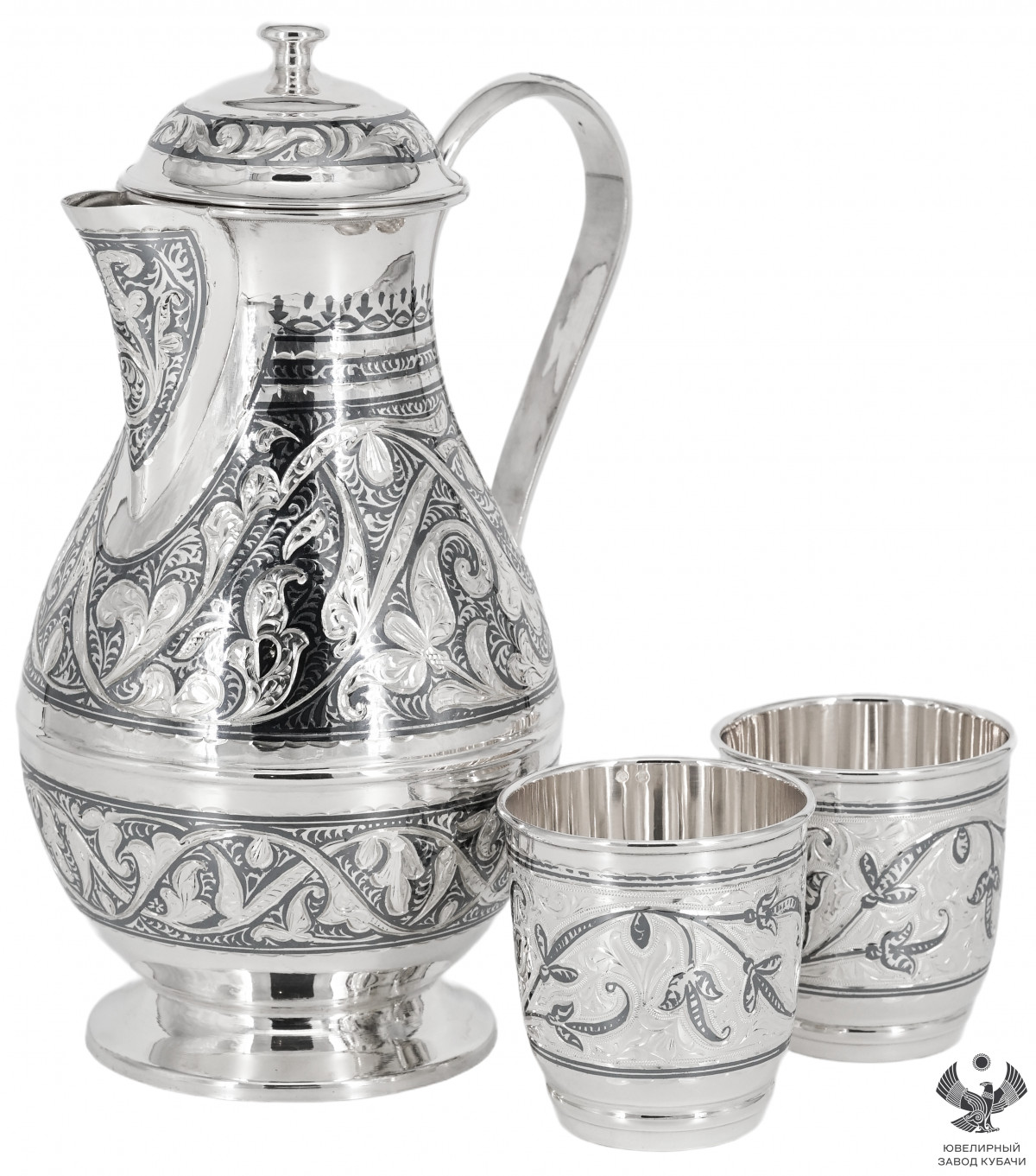 Набор из серебра из кувшина и двух стаканов «Орион» на 1420 мл цена